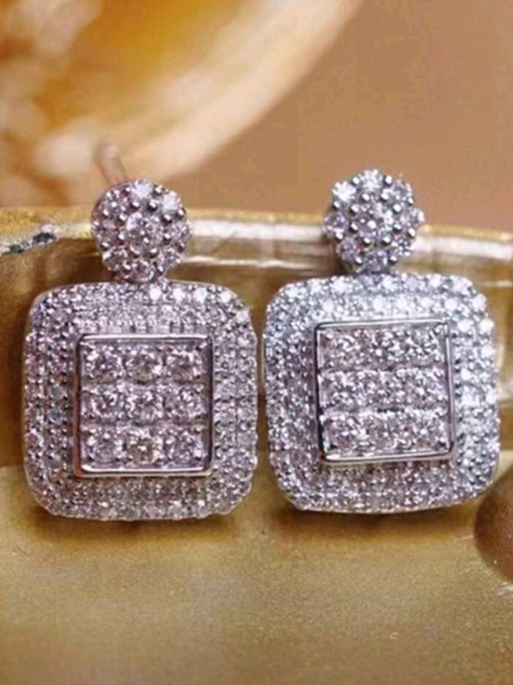 White Rhodium Tourmaline Cluster Drop Earrings